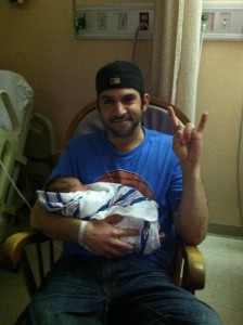 The birth of my daughter, Emma Lynn Wood. Born 12/12/12. 
The picture is from the hospital, we're watching the Knicks beat the Lakers.