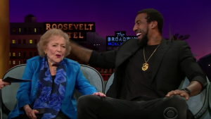 James Cordon speaks with Stoudemire and Betty White, whom he calls 