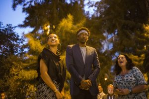 JERUSALEM, ISRAEL - AUGUST 09:  Amar'e Stoudemire and his wife seen during a contemporary art exhibition at Ana Tiho center on August 9, 2016 in Jerusalem, Israel. Amar'e joined Hapoel Jerusalem.  (Photo by Ilia Yefimovich/Getty Images)